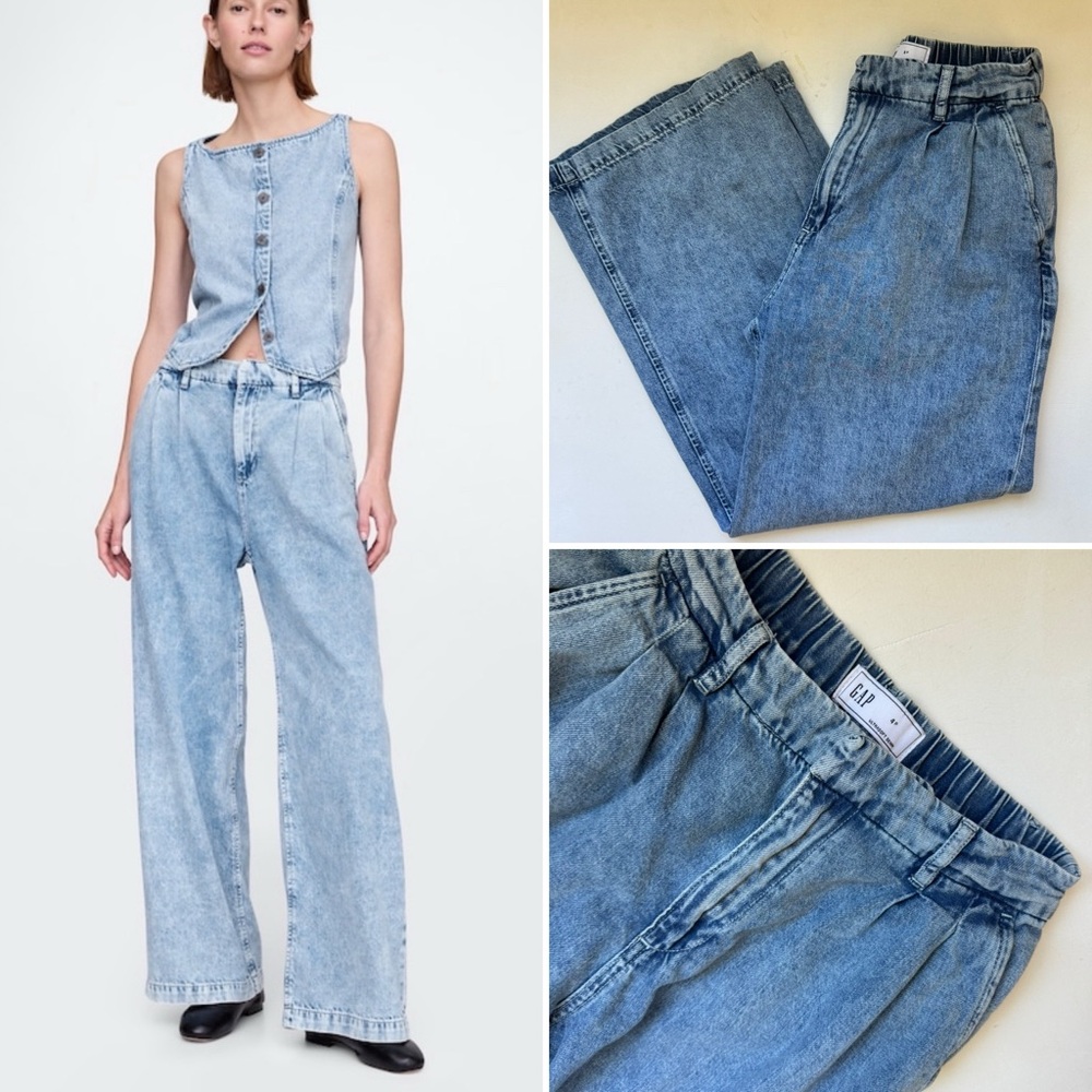 Gap 365 High Rise Ultra Soft Denim Pleated Trousers